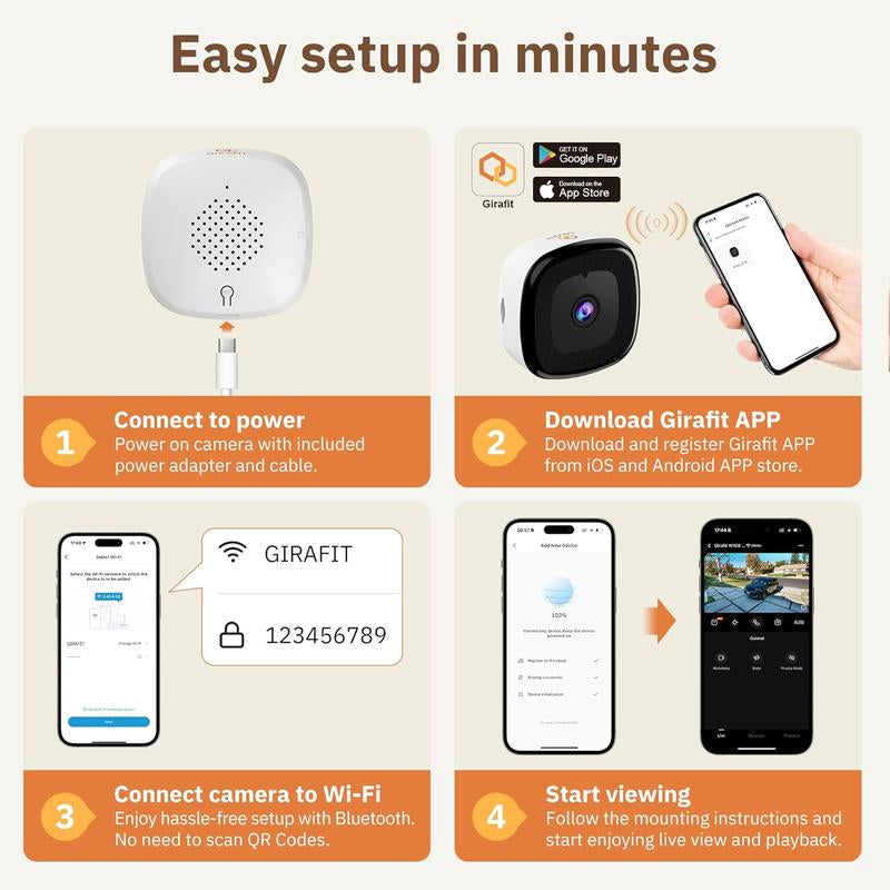 3MP 2K Window Camera,2.4Ghz & 5Ghz Wifi Indoor Cameras for Home Security with Chromamax Al Color Night Vision,Person & Motion Detection,24/7 Recording,Easy & Quick Install