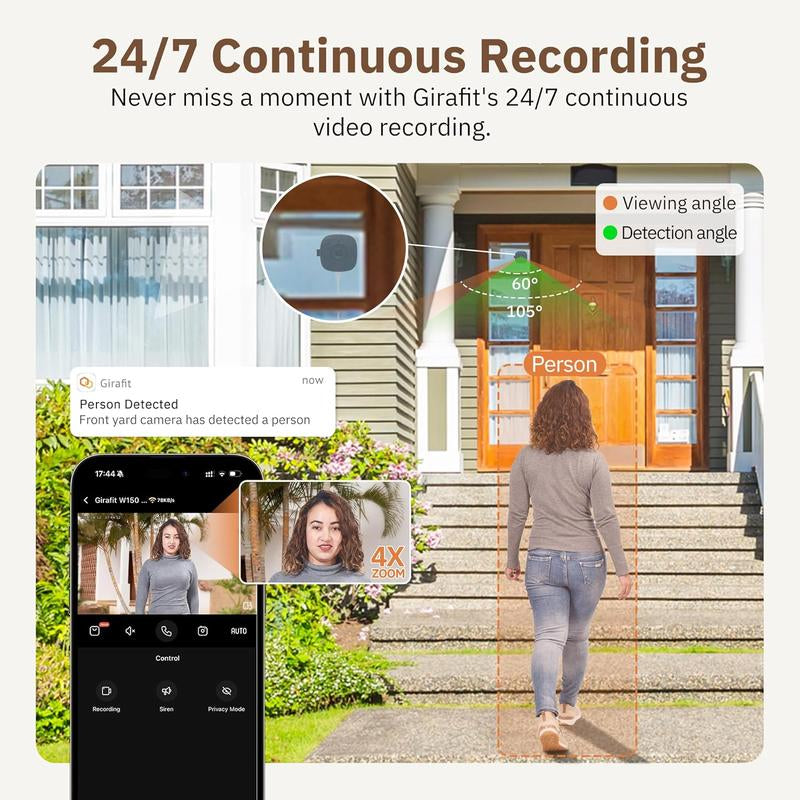 3MP 2K Window Camera,2.4Ghz & 5Ghz Wifi Indoor Cameras for Home Security with Chromamax Al Color Night Vision,Person & Motion Detection,24/7 Recording,Easy & Quick Install