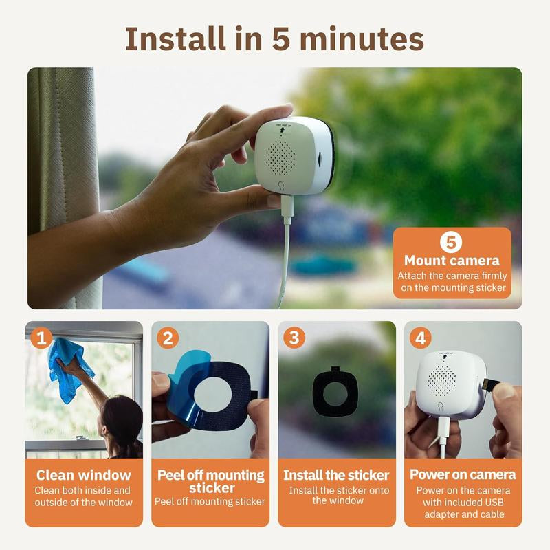 3MP 2K Window Camera,2.4Ghz & 5Ghz Wifi Indoor Cameras for Home Security with Chromamax Al Color Night Vision,Person & Motion Detection,24/7 Recording,Easy & Quick Install