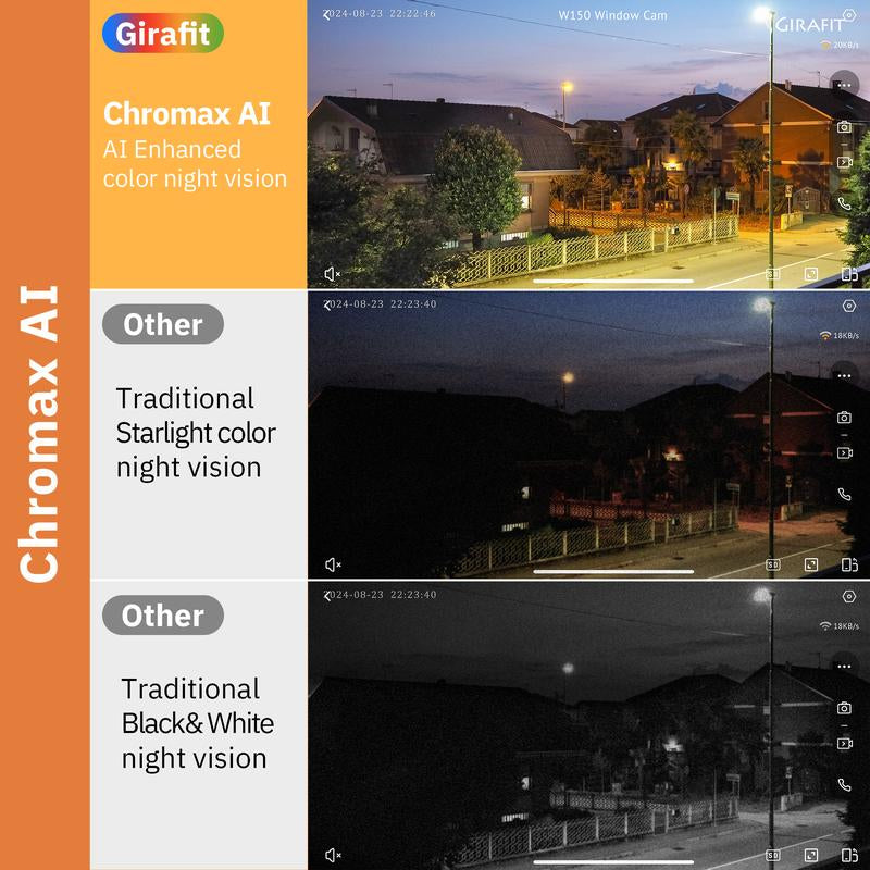 3MP 2K Window Camera,2.4Ghz & 5Ghz Wifi Indoor Cameras for Home Security with Chromamax Al Color Night Vision,Person & Motion Detection,24/7 Recording,Easy & Quick Install