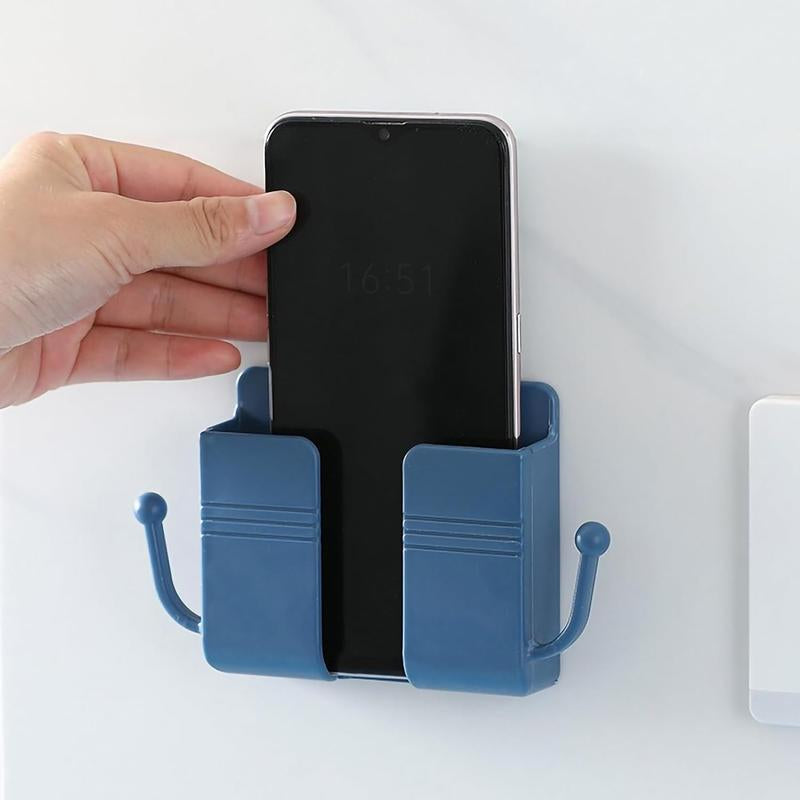 2 Pcs Remote Control Holder Wall Mount Multifunctional Phone Holder Phone Plug Bedside Holder Punch Free with Data Cable Receiving Position Random Color