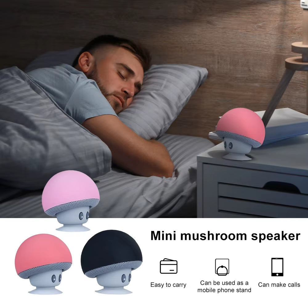 Mini Mushroom Bluetooth Speaker - Creative Mini Suction Cup Portable Smart Speaker for Phones - Cross-Border Cartoon Gift