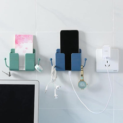 2 Pcs Remote Control Holder Wall Mount Multifunctional Phone Holder Phone Plug Bedside Holder Punch Free with Data Cable Receiving Position Random Color