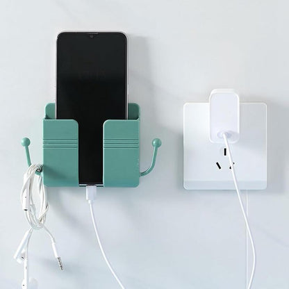 2 Pcs Remote Control Holder Wall Mount Multifunctional Phone Holder Phone Plug Bedside Holder Punch Free with Data Cable Receiving Position Random Color