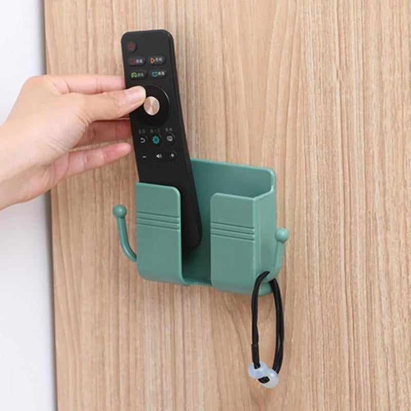 2 Pcs Remote Control Holder Wall Mount Multifunctional Phone Holder Phone Plug Bedside Holder Punch Free with Data Cable Receiving Position Random Color