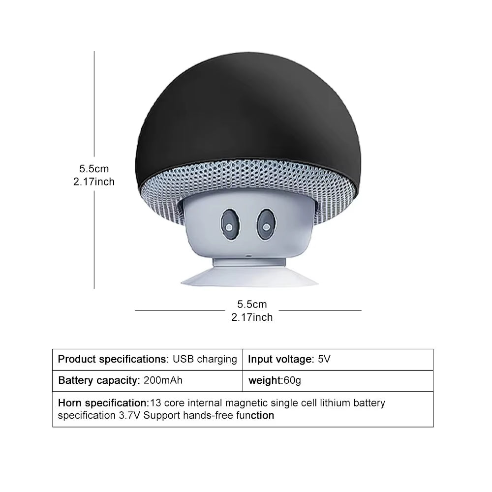 Mini Mushroom Bluetooth Speaker - Creative Mini Suction Cup Portable Smart Speaker for Phones - Cross-Border Cartoon Gift