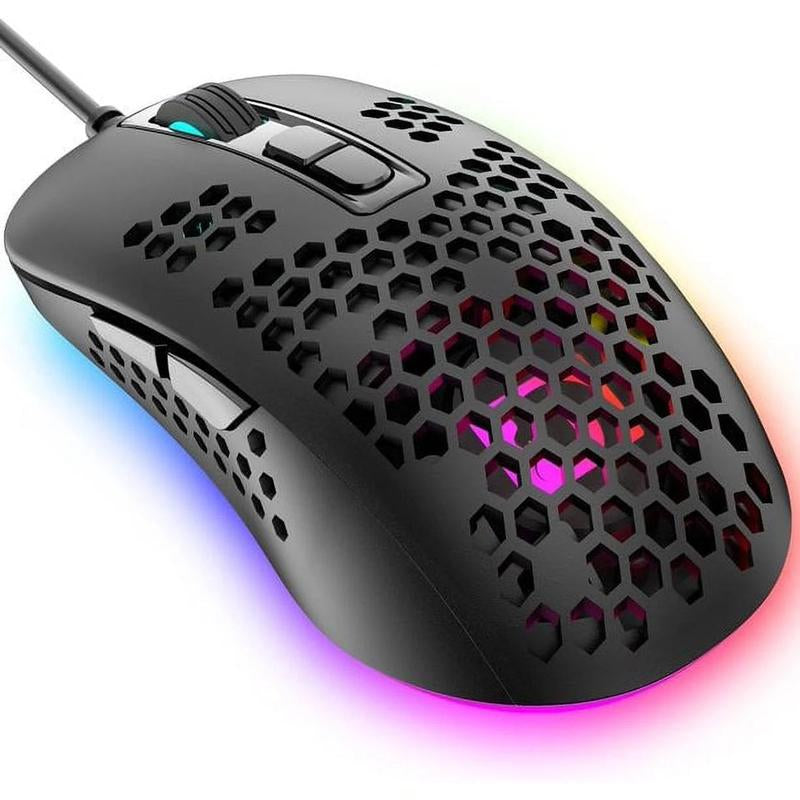 Mini Ultralight Wired Gaming Mouse,4 Kinds RGB Backlit,4 Levels Adjustable,Lightweight Honeycomb Shell Mice for PC Gamers,Xbox,Ps4(Black）