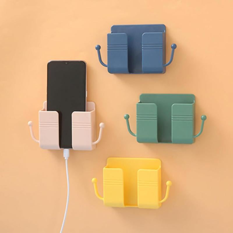 2 Pcs Remote Control Holder Wall Mount Multifunctional Phone Holder Phone Plug Bedside Holder Punch Free with Data Cable Receiving Position Random Color