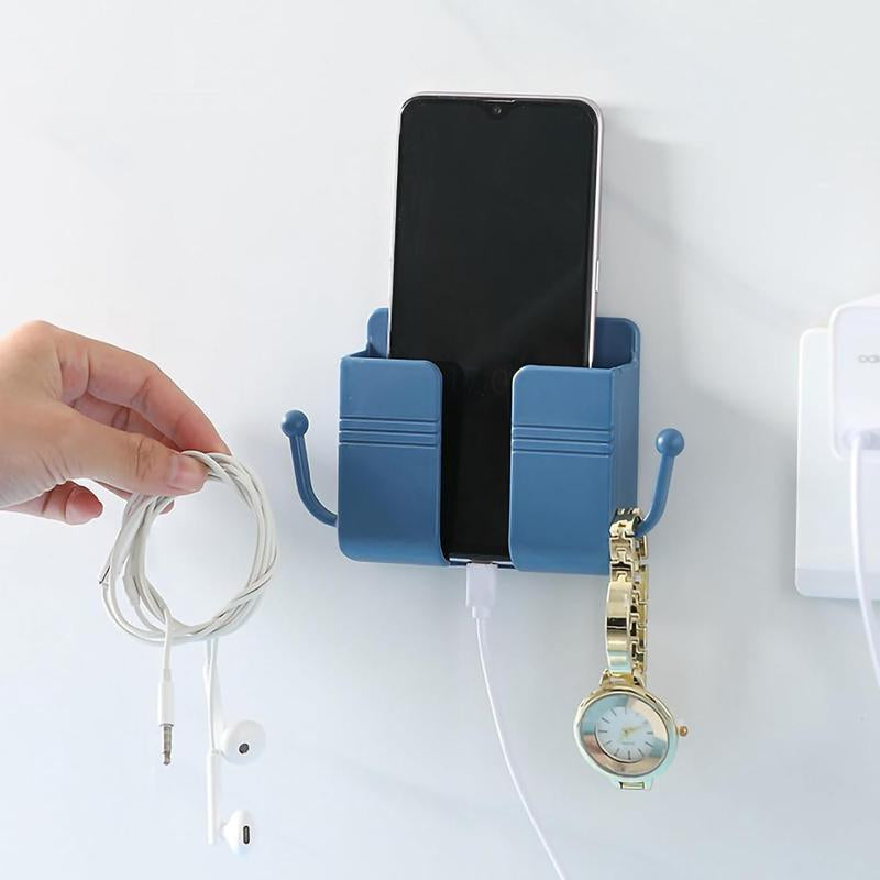 2 Pcs Remote Control Holder Wall Mount Multifunctional Phone Holder Phone Plug Bedside Holder Punch Free with Data Cable Receiving Position Random Color
