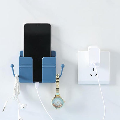 2 Pcs Remote Control Holder Wall Mount Multifunctional Phone Holder Phone Plug Bedside Holder Punch Free with Data Cable Receiving Position Random Color