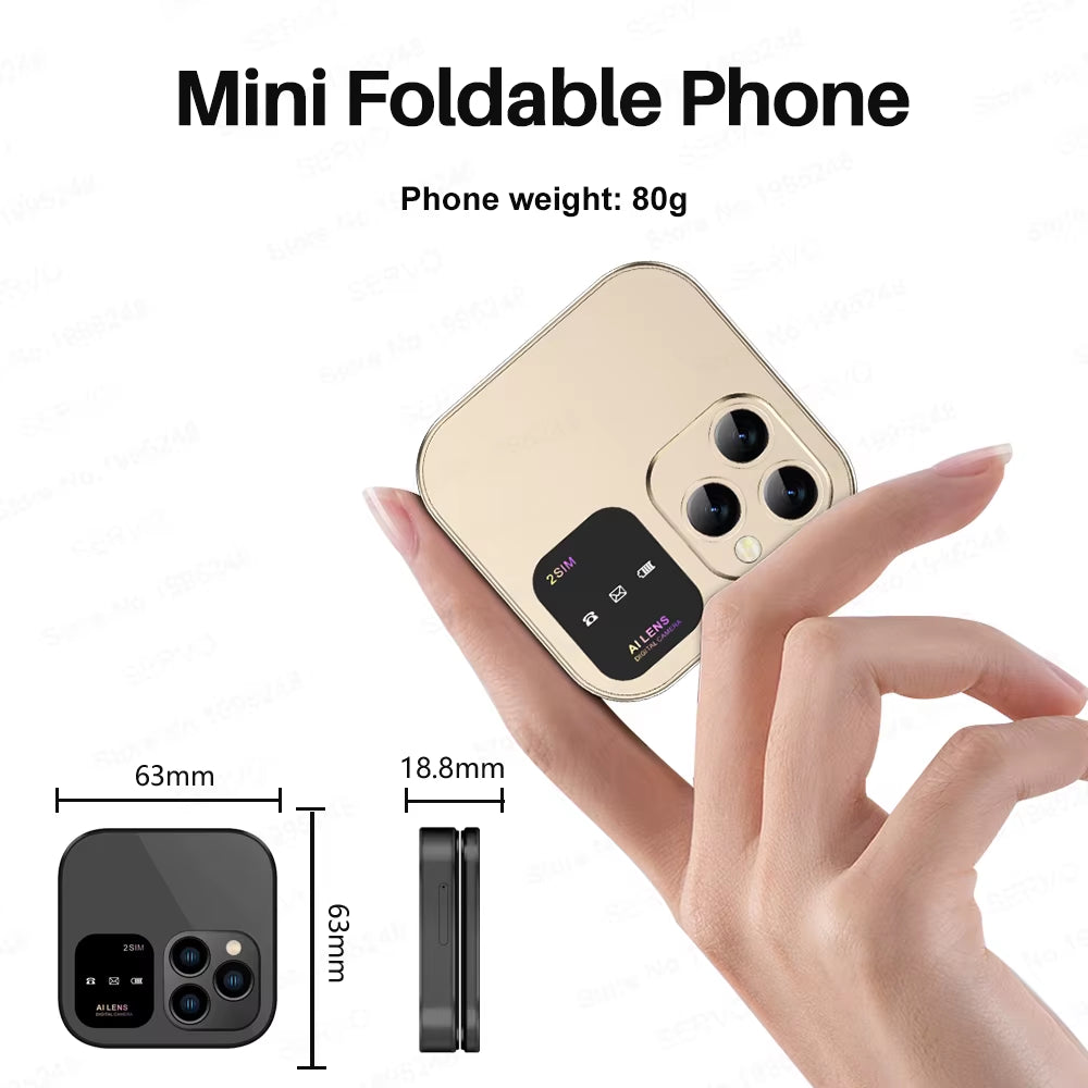 2024 New Mini Flip Mobile Phone FM Radio Magic Voice Blacklist Speed Dial Vibration 2SIM Card Small Display Foldable Phone