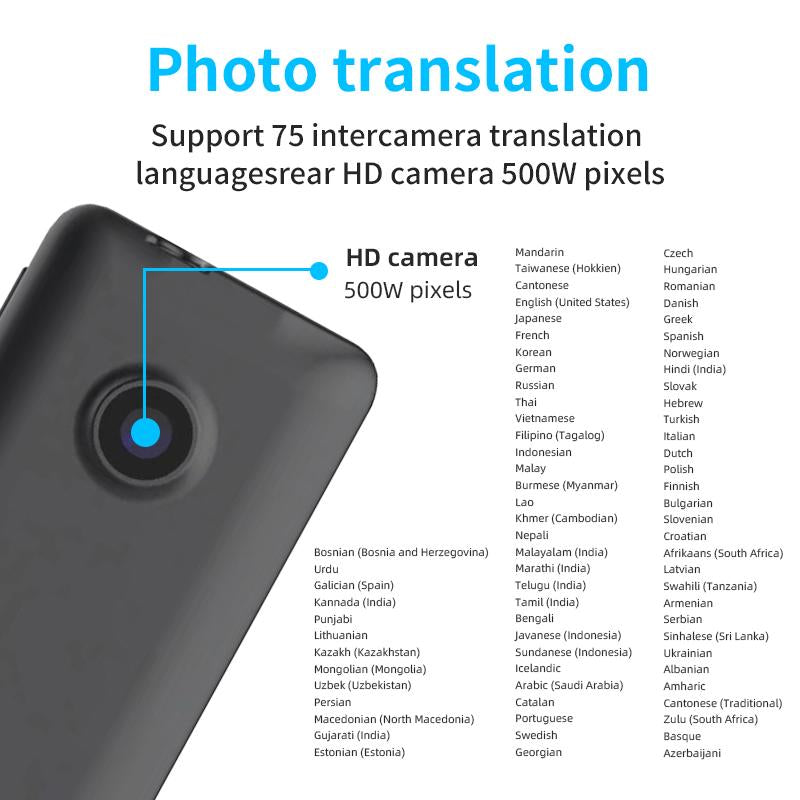 AI Language Translator Device | 138 Languages, Real-Time Voice & Photo Translation, Offline Mode, Touchscreen | Audio HD Touch Professional Scan.